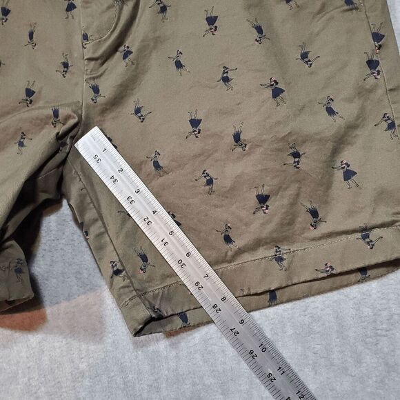 Tommy Hilfiger Shorts Mens 34 Green Hula Dancer Hawaiian Chino Flat Front Preppy - Picture 5 of 10